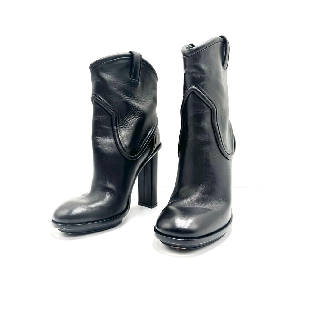 Gucci Trish Runway Black Leather Pull-On High Heel Ankle Boots EU 37 - Picture 6 of 10